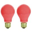 2Pk - Sunlite 25w A19 120v E26 Medium Base Ceramic Red Colored Light Bulb Sale