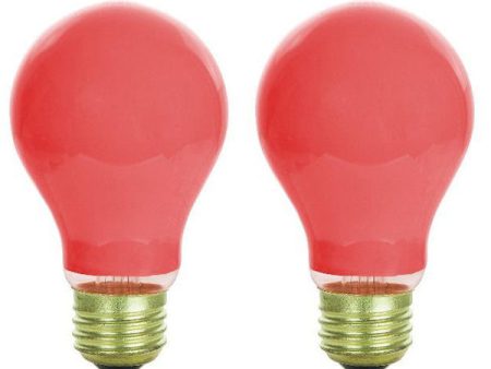 2Pk - Sunlite 25w A19 120v E26 Medium Base Ceramic Red Colored Light Bulb Sale