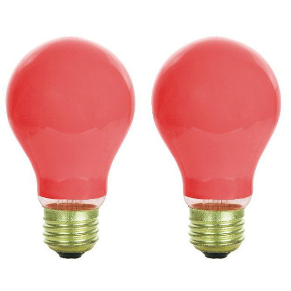 2Pk - Sunlite 25w A19 120v E26 Medium Base Ceramic Red Colored Light Bulb Sale