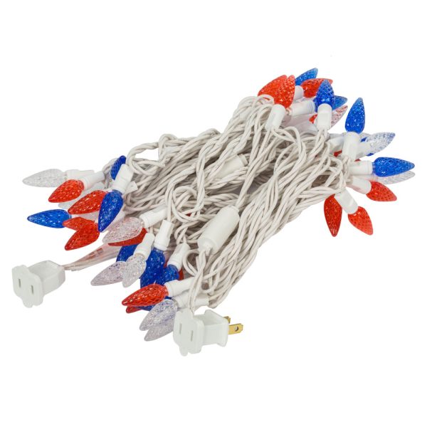 Vickerman 50Lt LED Red-White-Blue White Wire C6 EC Set 6-in Sp 25 ft Long Cheap