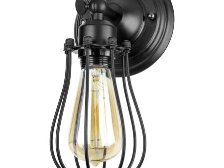 Sunlite 60w Matte Black Finish Vintage Antique Cage Style Wall Sconce Fixture For Cheap