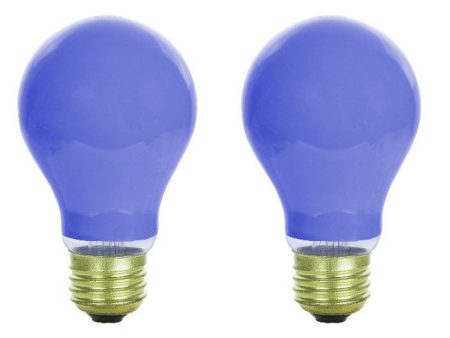 2Pk - Sunlite 25w A19 120v E26 Medium Base Ceramic Blue Colored Light Bulb For Discount