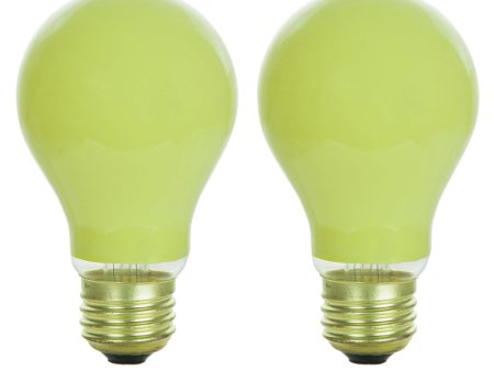 2Pk - Sunlite 40w A19 120v E26 Medium Base Ceramic Yellow Colored Light Bulb For Discount