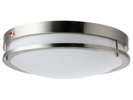 Sunlite 16-in Round LED Double Band Fixture CCT Tunable Brushed Nickel Finish Supply