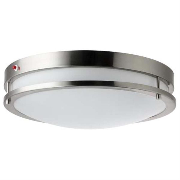 Sunlite 16-in Round LED Double Band Fixture CCT Tunable Brushed Nickel Finish Supply