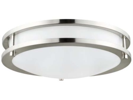 Sunlite 14-in Round LED Double Band Fixture CCT Tunable Brushed Nickel 120v For Cheap