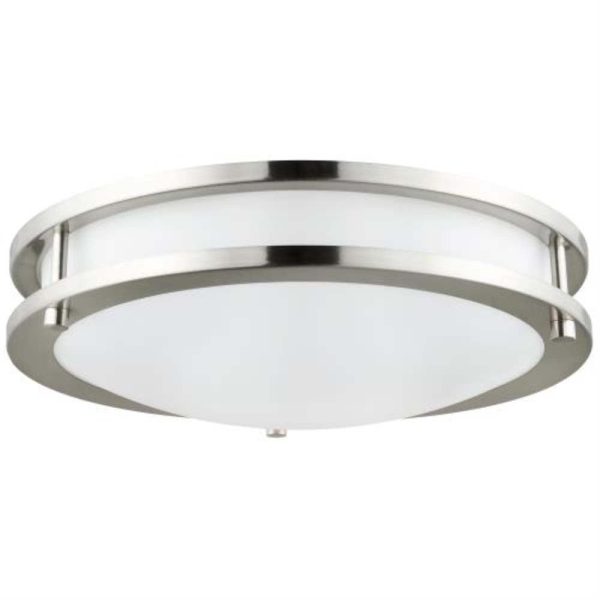 Sunlite 14-in Round LED Double Band Fixture CCT Tunable Brushed Nickel 120v For Cheap