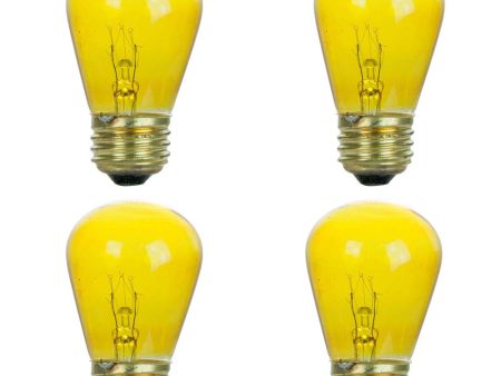 4Pk - Sunlite 11w S14 120v Transparent Yellow Colored E26 Medium Base Light Bulb Fashion