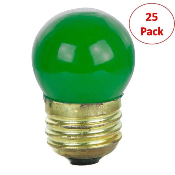 25Pk - Sunlite 7.5w S11 Colored Indicator Medium Base Ceramic Green Light Bulb Sale