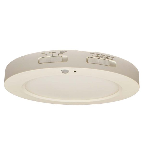 Sunlite 9-in 18w Round LED Mini Flat Panel Fixture CCT Tunable White Finish Fashion