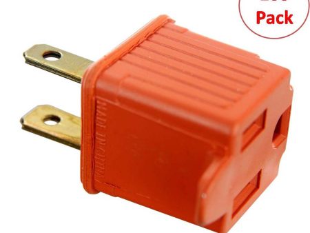 100Pk - Sunlite Orange Finish Three Pronged Electrical Socket Grounding Adapter Cheap