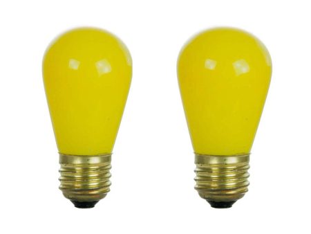 2Pk - Sunlite 11w S14 120v E26 Medium Base Ceramic Yellow Colored Light Bulb Online now