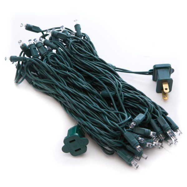 Vickerman 50Lt LED Warm White Green Wire Wide Angle 4-in x 16 ft Long For Cheap