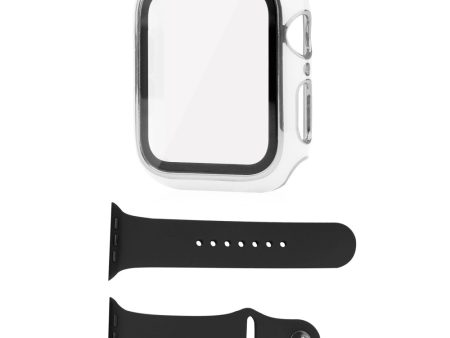 Apple Watch Series 8 (45mm) cover and silicone cover with tempered glass - White   Silver Discount