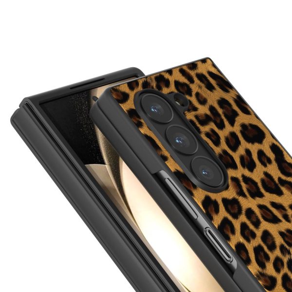 ABEEL Samsung Galaxy Z Fold6 5G Case Leopard Pattern PU and Bump Resistant Phone Cover - Gold Cheap