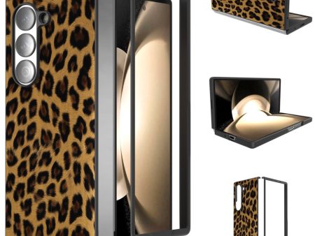 ABEEL Samsung Galaxy Z Fold6 5G Case Leopard Pattern PU and Bump Resistant Phone Cover - Gold Cheap