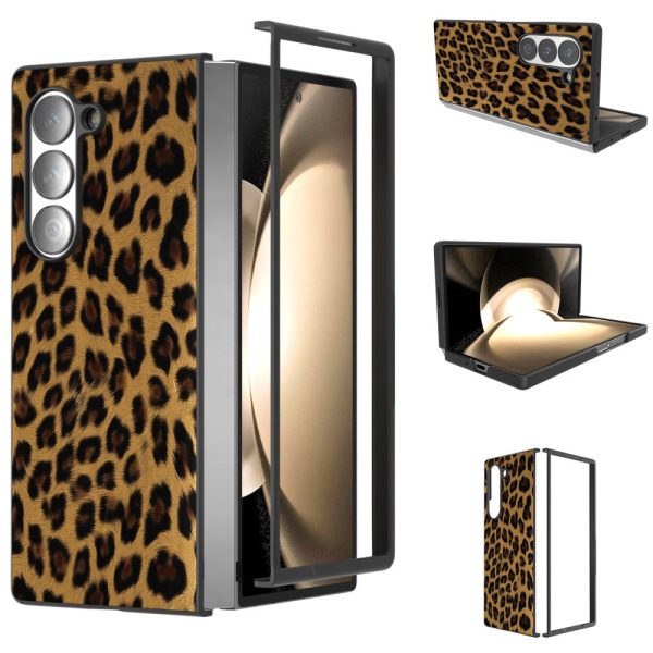 ABEEL Samsung Galaxy Z Fold6 5G Case Leopard Pattern PU and Bump Resistant Phone Cover - Gold Cheap