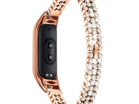 Xiaomi Smart Band 8 rhinestone décor stainless steel strap - Rose Gold on Sale