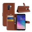 Samsung Galaxy A6 Plus litchi skin leather case - Brown Discount