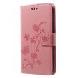 Huawei Honor 9 Lite imprint butterfly flower leather flip case - Pink Online Hot Sale