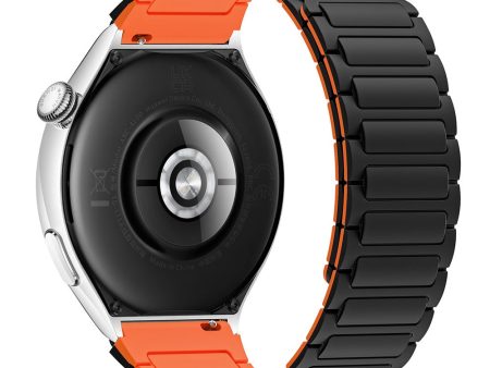 Silicone Watch band Huawei Watch 4   4 Pro   GT 4 46mm Magnetic Wrist Strap - Black   Orange Online Hot Sale