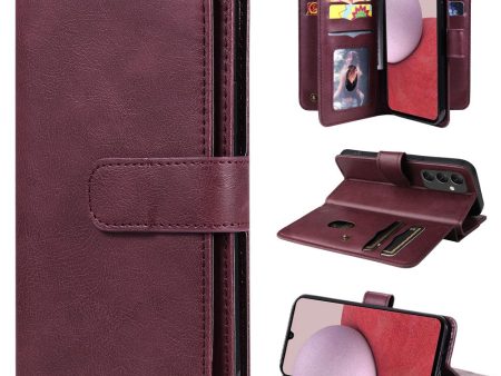 10-slot wallet case for Samsung Galaxy A14 - Wine Red Online Sale