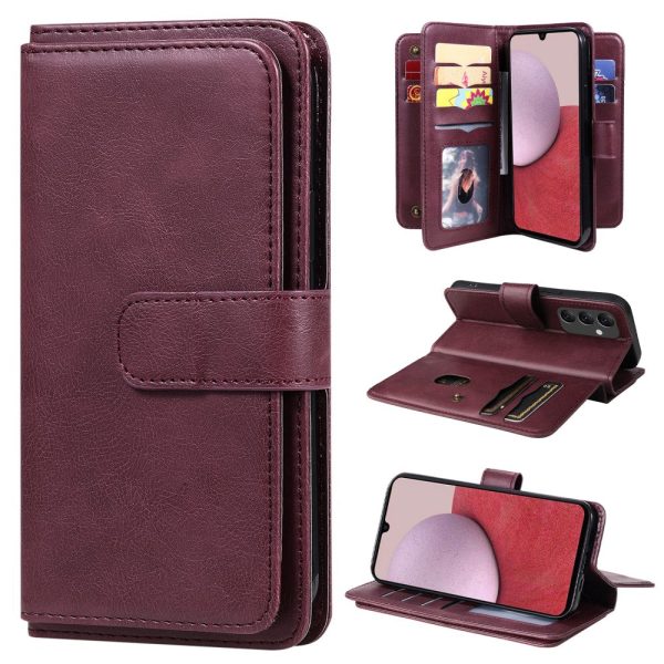 10-slot wallet case for Samsung Galaxy A14 - Wine Red Online Sale