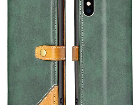 BINFEN two-color leather case for iPhone Xs Max - Green Online now