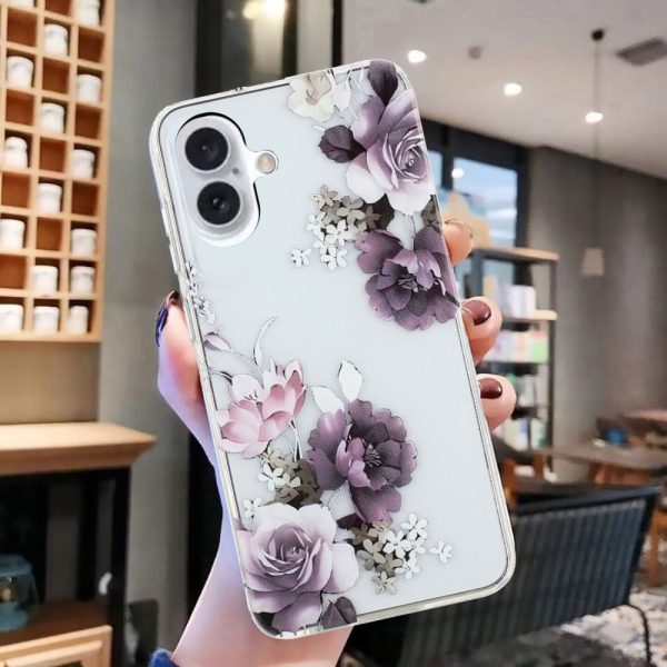 iPhone 16 Case Pattern Printing Flexible Flexible Mobile Phone Cover - Peony Flower For Sale