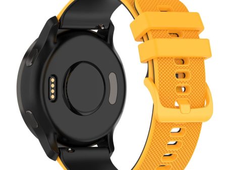 22mm Universal dual color grid pattern silicone watch strap - Yellow   Black Fashion