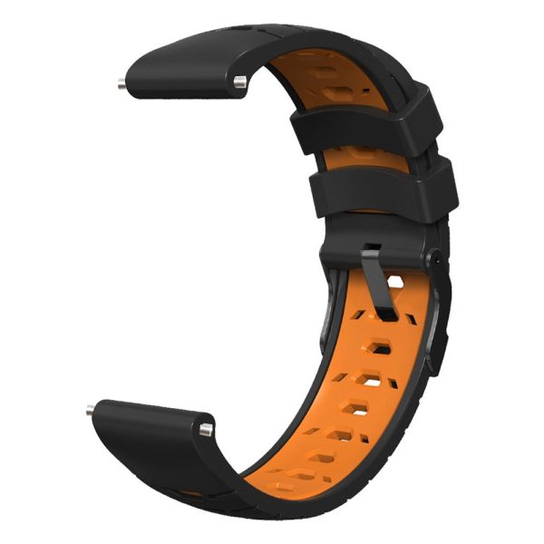 Universal dual color trapezoid holes silicone watch strap - Black   Orange Online Sale