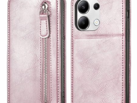 Vertical Xiaomi Redmi Note 13 flip phone case with zipper - Rose Gold For Discount