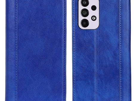 Genuine leather case with magnetic closure for Samsung Galaxy A33 5G - Blue Online Sale