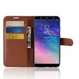 Samsung Galaxy A6 Plus litchi skin leather case - Brown Discount