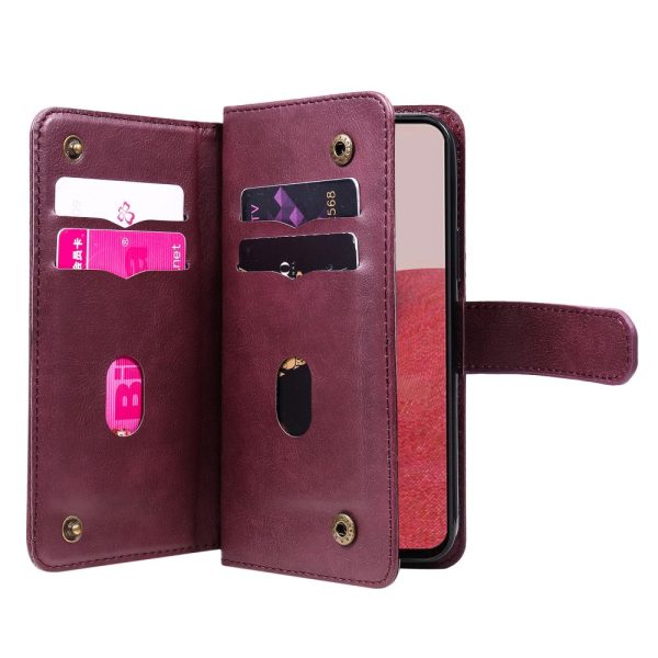 10-slot wallet case for Samsung Galaxy A14 - Wine Red Online Sale