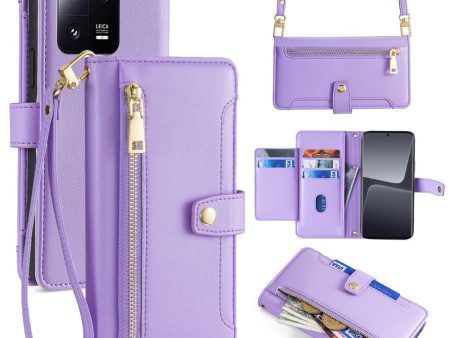 Xiaomi 13 Pro vegan leather wallet zipper case - Purple Online Hot Sale