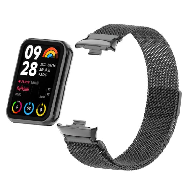 Xiaomi Smart Band 8 Pro Magnetic Band Stainless Steel Milanese Watch Strap with Connector - Black Online Sale