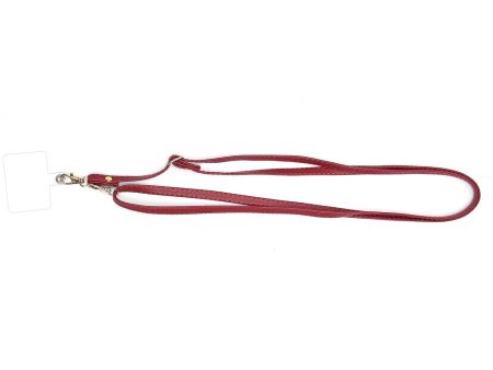 Universal crossbody leather neck strap with transparent pad - Wine Red Discount