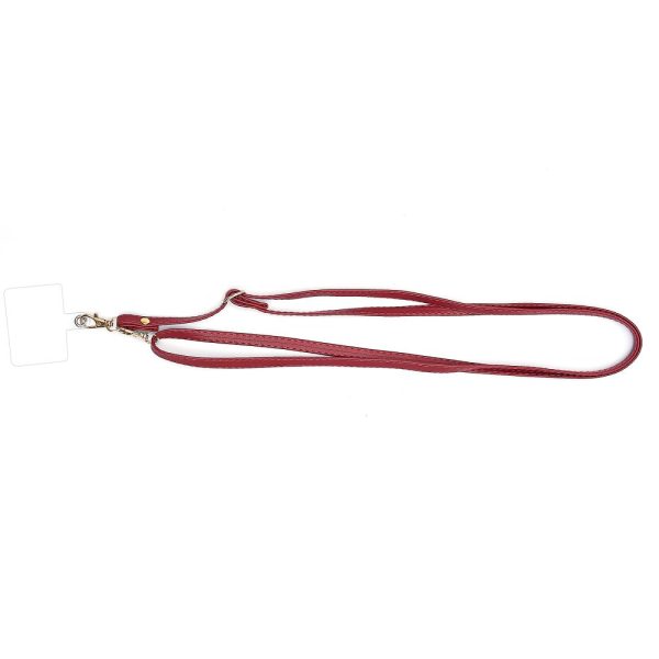 Universal crossbody leather neck strap with transparent pad - Wine Red Discount