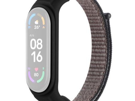 Xiaomi Mi Band 7   6   5 nylon watch strap with silicone cover - Iron Gray For Sale