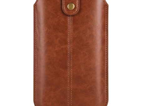 Crazy Horse leather pouch for 6.1 inch phones - Light Brown Fashion