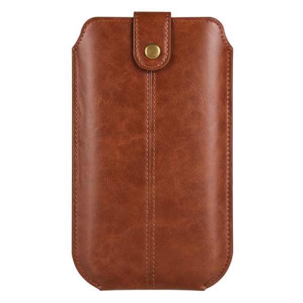 Crazy Horse leather pouch for 6.1 inch phones - Light Brown Fashion