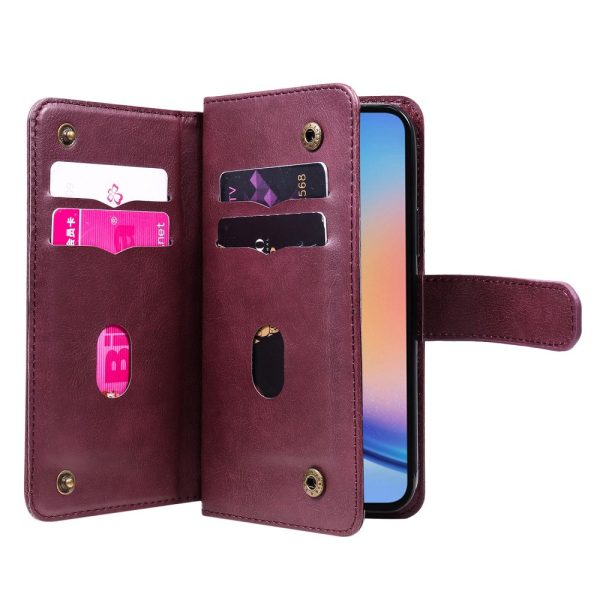 10-slot Samsung Galaxy A35 wallet case - Wine Red on Sale