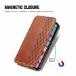 OnePlus 12 leather case with a stylish rhombus imprint - Brown Online Hot Sale