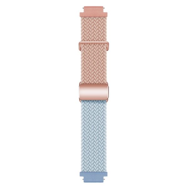 18mm Universal Smartwatch Strap Magnetic Buckle Design Woven Band - Pink+Blue   Rose Gold Buckle on Sale