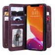 10-slot wallet case for iPhone 13 - Wine Red Hot on Sale