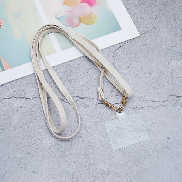 Universal crossbody leather neck strap with transparent pad - White Sale