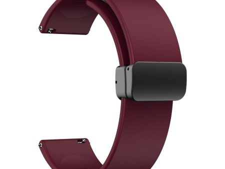 20mm Universal Silicone strap with folding black buckle - Wine Red Fashion