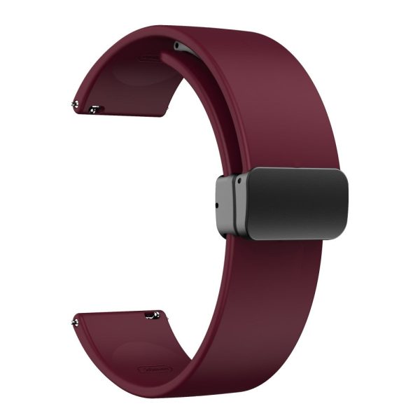 20mm Universal Silicone strap with folding black buckle - Wine Red Fashion