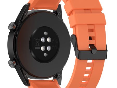 20mm Universal silicone watch strap - Black Steel Buckle   Orange Sale